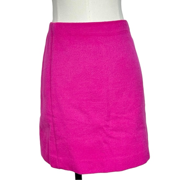 The Limited Textured Fur Wool Blend A Line Lined Career Mini Pencil Skirt Pink - Picture 5 of 11